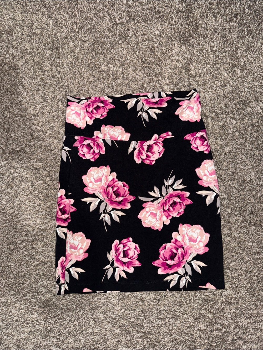 Charlotte Russe Black Pencil Skirt with Pink Floral Print